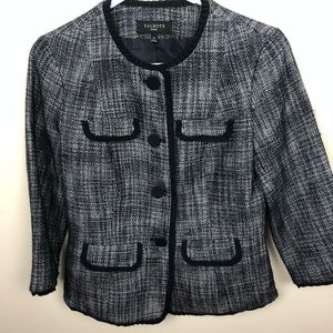 Talbots Petites | Black White Tweed Cropped Jacket